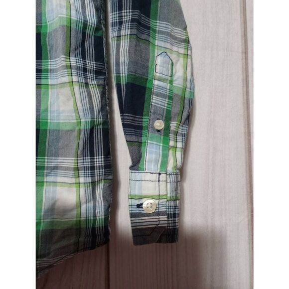 Gap Shirt‎ Boys Medium Green White Long Sleeve Button Front - Picture 4 of 7